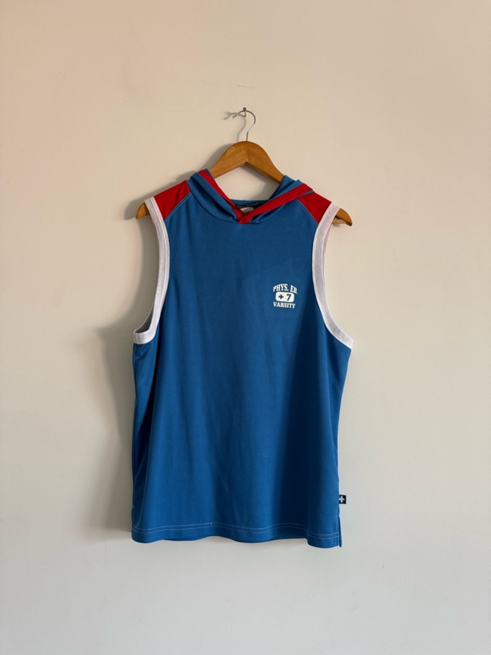Andrew Christian Blue Red White Sleeveless Hoodie Tank
